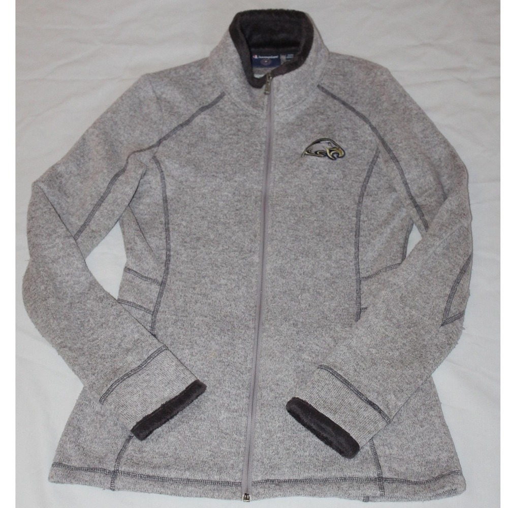 Champion Full Zip Fleece Jacket Men's Small Women Unisex Gray Eagle Mascot Logo - Picture 7 of 16